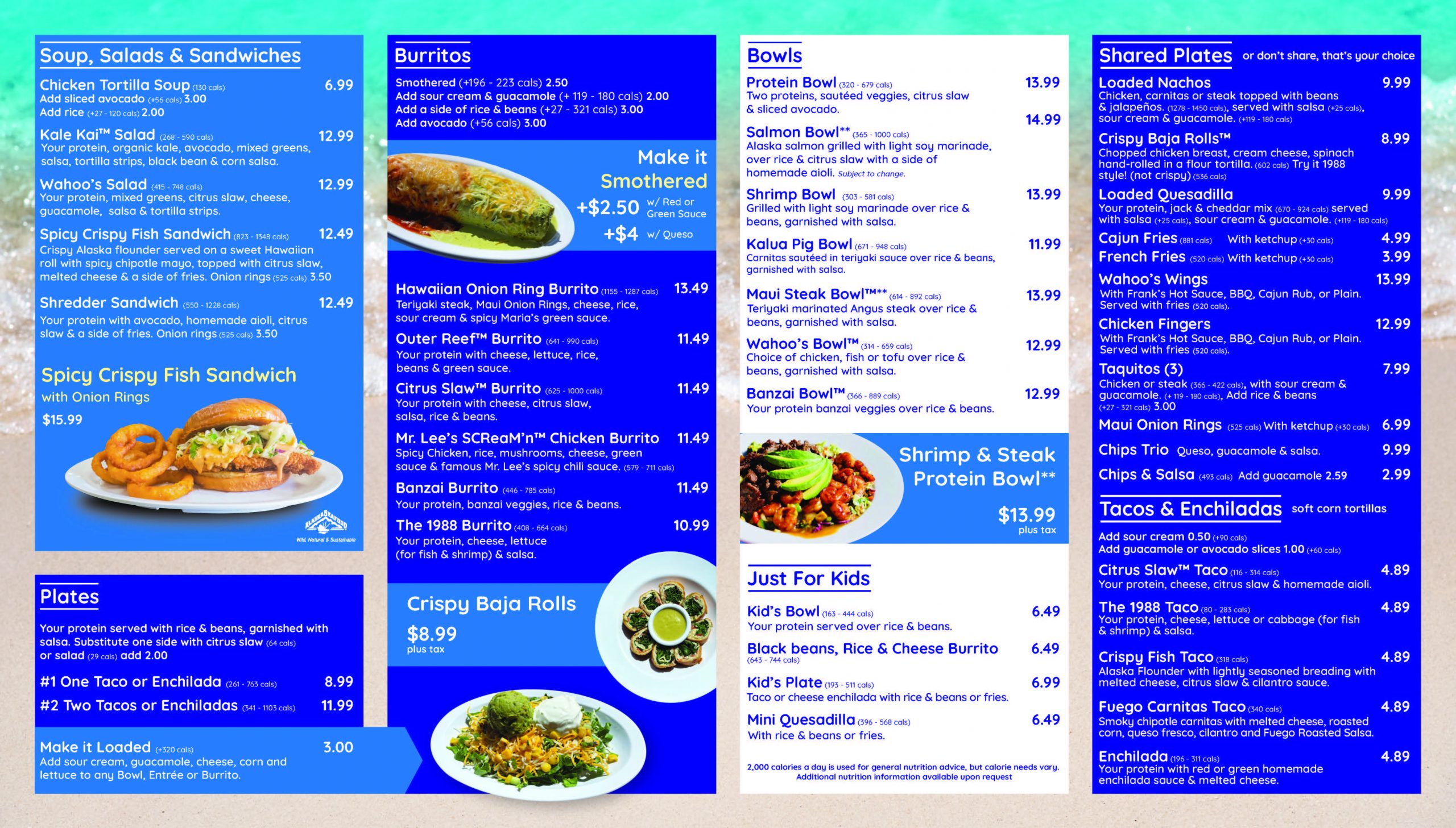Wahoo's - Bar Menu