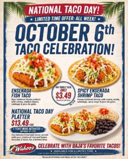 Every day is Taco Day around here!! Let us know what your favorite taco is in the comments🌮🔥
Join us tomorrow October 6th for National Taco Day!!